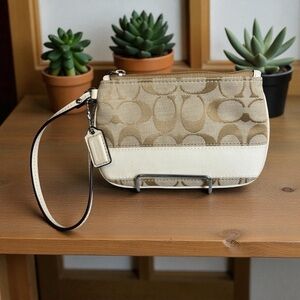 Coach Tan and Cream Wristlet